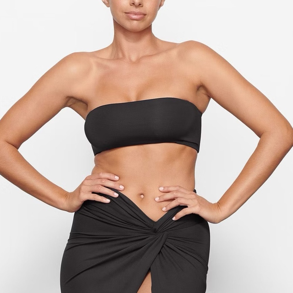 3X Skims Black Onyx Bandeau Swim Top Strapless